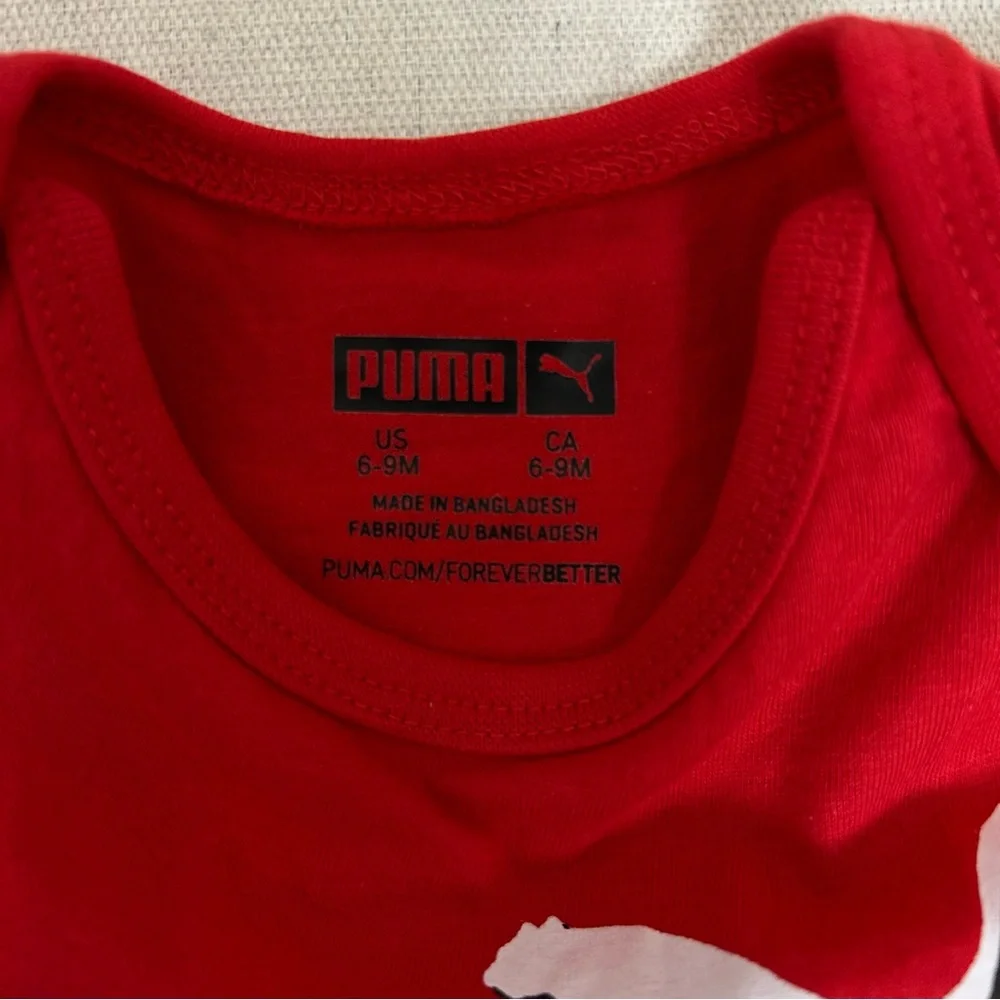Puma Baby Bodysuit Trio - Black, Red, White Size 6-9M